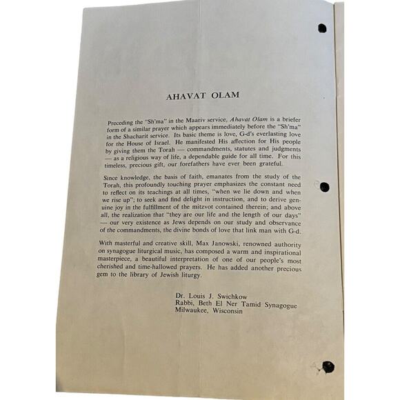 Jewish Sheet Music (2) Cantor Choir Organ Sim Sholom Ahavat Olam Max Janowski - Picture 6 of 8